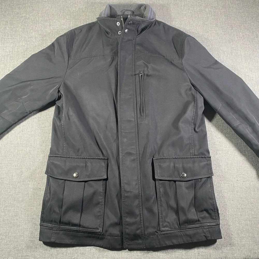 Banana Republic Men's Mac Jacket Black Utility‎ Medium 3-Layer Water Resistant